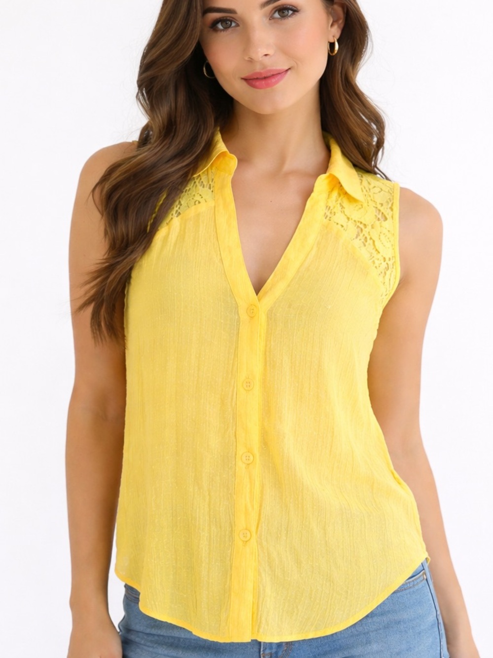 BY&BY lace button down backless top size M